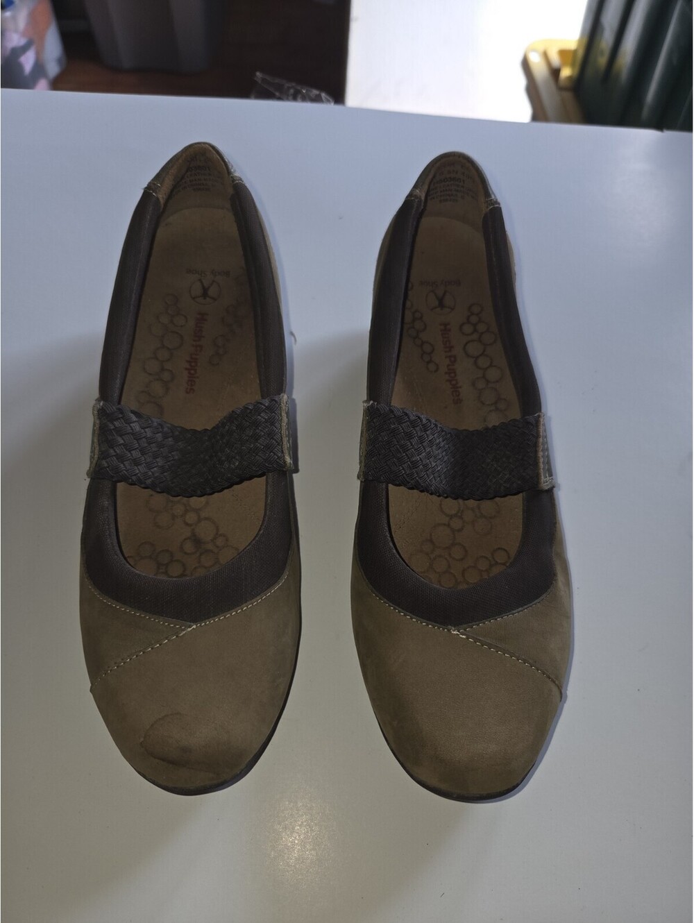 Hush Puppies Shoes Womens Brown Suede Leather Slip On Elastic Band Size 9.5 A6